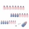 imageBABALAL Press on Nails Almond Fake Nails Medium Glue on Blue Ombre French Tip False Nails 3D Texture Flower Handmade Supplies 24Pcs Full Cover Stick on Acrylic Nails for Women GirlsBNM18