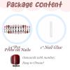 imageBABALAL Press on Nails Almond Fake Nails Medium Glue on Blue Ombre French Tip False Nails 3D Texture Flower Handmade Supplies 24Pcs Full Cover Stick on Acrylic Nails for Women GirlsBNM15brown
