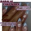 imageBABALAL Press on Nails Almond Fake Nails Medium Glue on Blue Ombre French Tip False Nails 3D Texture Flower Handmade Supplies 24Pcs Full Cover Stick on Acrylic Nails for Women GirlsBNM14
