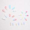 imageBABALAL Press on Nails Almond Fake Nails Medium Glue on Blue Ombre French Tip False Nails 3D Texture Flower Handmade Supplies 24Pcs Full Cover Stick on Acrylic Nails for Women GirlsBNM07