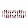 imageBABALAL Press on Nails Almond Fake Nails Medium Glue on Blue Ombre French Tip False Nails 3D Texture Flower Handmade Supplies 24Pcs Full Cover Stick on Acrylic Nails for Women GirlsBNM15brown