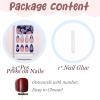 imageBABALAL Press on Nails Almond Fake Nails Medium Glue on Blue Ombre French Tip False Nails 3D Texture Flower Handmade Supplies 24Pcs Full Cover Stick on Acrylic Nails for Women GirlsBNM16