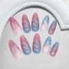 imageBABALAL Press on Nails Almond Fake Nails Medium Glue on Blue Ombre French Tip False Nails 3D Texture Flower Handmade Supplies 24Pcs Full Cover Stick on Acrylic Nails for Women GirlsBNM15
