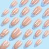 imageBABALAL Press on Nails Almond Fake Nails Medium Glue on Blue Ombre French Tip False Nails 3D Texture Flower Handmade Supplies 24Pcs Full Cover Stick on Acrylic Nails for Women GirlsBNM14