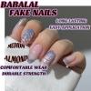 imageBABALAL Press on Nails Almond Fake Nails Medium Glue on Blue Ombre French Tip False Nails 3D Texture Flower Handmade Supplies 24Pcs Full Cover Stick on Acrylic Nails for Women GirlsBNM18