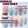 imageBABALAL Press on Nails Almond Fake Nails Medium Glue on Blue Ombre French Tip False Nails 3D Texture Flower Handmade Supplies 24Pcs Full Cover Stick on Acrylic Nails for Women GirlsBNM07