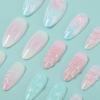 imageBABALAL Press on Nails Almond Fake Nails Medium Glue on Blue Ombre French Tip False Nails 3D Texture Flower Handmade Supplies 24Pcs Full Cover Stick on Acrylic Nails for Women GirlsBNM10