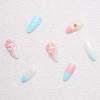 imageBABALAL Press on Nails Almond Fake Nails Medium Glue on Blue Ombre French Tip False Nails 3D Texture Flower Handmade Supplies 24Pcs Full Cover Stick on Acrylic Nails for Women GirlsBNM07
