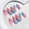 imageBABALAL Press on Nails Almond Fake Nails Medium Glue on Blue Ombre French Tip False Nails 3D Texture Flower Handmade Supplies 24Pcs Full Cover Stick on Acrylic Nails for Women GirlsBNM15