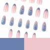 imageBABALAL Press on Nails Almond Fake Nails Medium Glue on Blue Ombre French Tip False Nails 3D Texture Flower Handmade Supplies 24Pcs Full Cover Stick on Acrylic Nails for Women GirlsBNM18