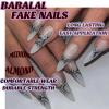 imageBABALAL Press on Nails Almond Fake Nails Medium Glue on Cheetah Print Y2k 3d Texture Cherry Handmade French Tip Acrylic False Nails 24Pcs Stiletto Full Cover Handmade Nails for Women GirlsBNP07