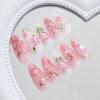 imageBABALAL Press on Nails Almond Fake Nails Medium Glue on Cheetah Print Y2k 3d Texture Cherry Handmade French Tip Acrylic False Nails 24Pcs Stiletto Full Cover Handmade Nails for Women GirlsBNP11