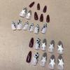 imageBABALAL Press on Nails Almond Fake Nails Medium Glue on Cheetah Print Y2k 3d Texture Cherry Handmade French Tip Acrylic False Nails 24Pcs Stiletto Full Cover Handmade Nails for Women GirlsBNP06
