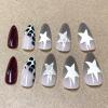 imageBABALAL Press on Nails Almond Fake Nails Medium Glue on Cheetah Print Y2k 3d Texture Cherry Handmade French Tip Acrylic False Nails 24Pcs Stiletto Full Cover Handmade Nails for Women GirlsBNP06