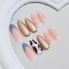 imageBABALAL Press on Nails Almond Fake Nails Medium Glue on Cheetah Print Y2k 3d Texture Cherry Handmade French Tip Acrylic False Nails 24Pcs Stiletto Full Cover Handmade Nails for Women GirlsBNP01