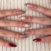 imageBABALAL Press on Nails Almond Fake Nails Medium Glue on Cheetah Print Y2k 3d Texture Cherry Handmade French Tip Acrylic False Nails 24Pcs Stiletto Full Cover Handmade Nails for Women GirlsBNP06