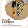 imageBABALAL Press on Nails Almond Fake Nails Medium Glue on Cheetah Print Y2k 3d Texture Cherry Handmade French Tip Acrylic False Nails 24Pcs Stiletto Full Cover Handmade Nails for Women GirlsBNP08