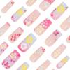 imageBABALAL Press on Nails Medium Coffin Fake Nails Black Gothic Glue ons Cute Heart Anime Charm Design Acrylic Nails 24Pcs Luxury Bling Ballerina Manicure DIY Goth False Nails for Women GirlsBNL09