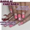 imageBABALAL Press on Nails Medium Coffin Fake Nails Black Gothic Glue ons Cute Heart Anime Charm Design Acrylic Nails 24Pcs Luxury Bling Ballerina Manicure DIY Goth False Nails for Women GirlsBNL09pink
