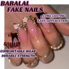 imageBABALAL Press on Nails Medium Coffin Fake Nails Black Gothic Glue ons Cute Heart Anime Charm Design Acrylic Nails 24Pcs Luxury Bling Ballerina Manicure DIY Goth False Nails for Women GirlsBNL07black