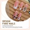 imageBABALAL Press on Nails Medium Coffin Fake Nails Black Gothic Glue ons Cute Heart Anime Charm Design Acrylic Nails 24Pcs Luxury Bling Ballerina Manicure DIY Goth False Nails for Women GirlsBNL07white