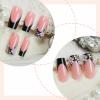 imageBABALAL Press on Nails Medium Coffin Fake Nails Black Gothic Glue ons Cute Heart Anime Charm Design Acrylic Nails 24Pcs Luxury Bling Ballerina Manicure DIY Goth False Nails for Women GirlsBNL07black