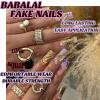 imageBABALAL Press on Nails Medium Coffin Fake Nails Black Gothic Glue ons Cute Heart Anime Charm Design Acrylic Nails 24Pcs Luxury Bling Ballerina Manicure DIY Goth False Nails for Women GirlsBNL02gold