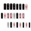 imageBABALAL Press on Nails Medium Coffin Fake Nails Black Gothic Glue ons Cute Heart Anime Charm Design Acrylic Nails 24Pcs Luxury Bling Ballerina Manicure DIY Goth False Nails for Women GirlsBNL06goth