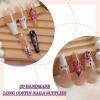 imageBABALAL Press on Nails Medium Coffin Fake Nails Black Gothic Glue ons Cute Heart Anime Charm Design Acrylic Nails 24Pcs Luxury Bling Ballerina Manicure DIY Goth False Nails for Women GirlsBNL02
