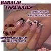 imageBABALAL Press on Nails Short Square Fake Nails Supplies Black Glue ons Flower Acrylic Nails 24Pcs Squoval Manicure Full Cover Nails for Women Girls Artificial NailsBNI13