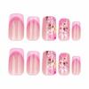 imageBABALAL Press on Nails Short Square Fake Nails Supplies Black Glue ons Flower Acrylic Nails 24Pcs Squoval Manicure Full Cover Nails for Women Girls Artificial NailsBNI14