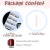imageBABALAL Press on Nails Short Square Fake Nails Supplies Black Glue ons Flower Acrylic Nails 24Pcs Squoval Manicure Full Cover Nails for Women Girls Artificial NailsBNI16