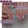imageBABALAL Press on Nails Short Square Fake Nails Supplies Black Glue ons Flower Acrylic Nails 24Pcs Squoval Manicure Full Cover Nails for Women Girls Artificial NailsBNI09