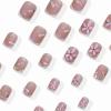 imageBABALAL Press on Nails Short Square Fake Nails Supplies Black Glue ons Flower Acrylic Nails 24Pcs Squoval Manicure Full Cover Nails for Women Girls Artificial NailsBNJ17