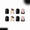 imageBABALAL Press on Nails Short Square Fake Nails Supplies Black Glue ons Flower Acrylic Nails 24Pcs Squoval Manicure Full Cover Nails for Women Girls Artificial NailsBNI22black