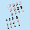 imageBABALAL Press on Nails Short Square Fake Nails Supplies Black Glue ons Flower Acrylic Nails 24Pcs Squoval Manicure Full Cover Nails for Women Girls Artificial NailsBNI10