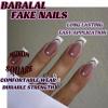 imageBABALAL Press on Nails Short Square Fake Nails Supplies Black Glue ons Flower Acrylic Nails 24Pcs Squoval Manicure Full Cover Nails for Women Girls Artificial NailsBNI12