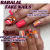 imageBABALAL Press on Nails Short Square Fake Nails Supplies Black Glue ons Flower Acrylic Nails 24Pcs Squoval Manicure Full Cover Nails for Women Girls Artificial NailsBNI01coconut