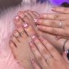 imageBABALAL 48Pcs Square Nails press on Short ampamp Press on Toenails Set Glossy Glue on Pink Fake Nails French Tip Acrylic Kit Summer False Toe Nail with Design Glossy KitANht110