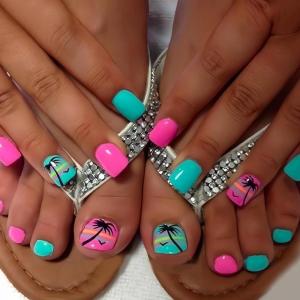 imageBABALAL 48Pcs Square Nails press on Short ampamp Press on Toenails Set Glossy Glue on Pink Fake Nails French Tip Acrylic Kit Summer False Toe Nail with Design Glossy KitANht111