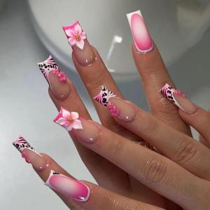 imageBABALAL Press on Nails Medium Coffin Fake Nails Black Gothic Glue ons Cute Heart Anime Charm Design Acrylic Nails 24Pcs Luxury Bling Ballerina Manicure DIY Goth False Nails for Women GirlsBNL03