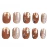 imageBABALAL Fall Press on Nails Medium Square Fake Nails Brown Leaf Glue on Nails Green Glossy Manicure Squoval 24Pcs Acrylic Nails for Women and GirlsBfnq119