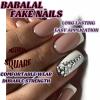 imageBABALAL Fall Press on Nails Medium Square Fake Nails Brown Leaf Glue on Nails Green Glossy Manicure Squoval 24Pcs Acrylic Nails for Women and GirlsBfnq123