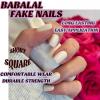 imageBABALAL Fall Press on Nails Medium Square Fake Nails Brown Leaf Glue on Nails Green Glossy Manicure Squoval 24Pcs Acrylic Nails for Women and GirlsBfnq112