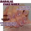 imageBABALAL Fall Press on Nails Medium Square Fake Nails Brown Leaf Glue on Nails Green Glossy Manicure Squoval 24Pcs Acrylic Nails for Women and GirlsBfnq101