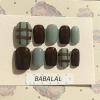 imageBABALAL Fall Press on Nails Medium Square Fake Nails Brown Leaf Glue on Nails Green Glossy Manicure Squoval 24Pcs Acrylic Nails for Women and GirlsBfnq120