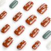 imageBABALAL Fall Press on Nails Medium Square Fake Nails Brown Leaf Glue on Nails Green Glossy Manicure Squoval 24Pcs Acrylic Nails for Women and GirlsBfnq117