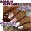 imageBABALAL Fall Press on Nails Medium Square Fake Nails Brown Leaf Glue on Nails Green Glossy Manicure Squoval 24Pcs Acrylic Nails for Women and GirlsBfnq111