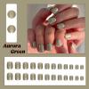 imageBABALAL Fall Press on Nails Medium Square Fake Nails Brown Leaf Glue on Nails Green Glossy Manicure Squoval 24Pcs Acrylic Nails for Women and GirlsBfnq121