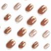 imageBABALAL Fall Press on Nails Medium Square Fake Nails Brown Leaf Glue on Nails Green Glossy Manicure Squoval 24Pcs Acrylic Nails for Women and GirlsBfnq119